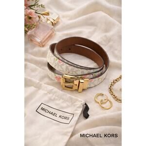 Michael Kors MK Logo Twist Reversible Floral Print Belt (44")